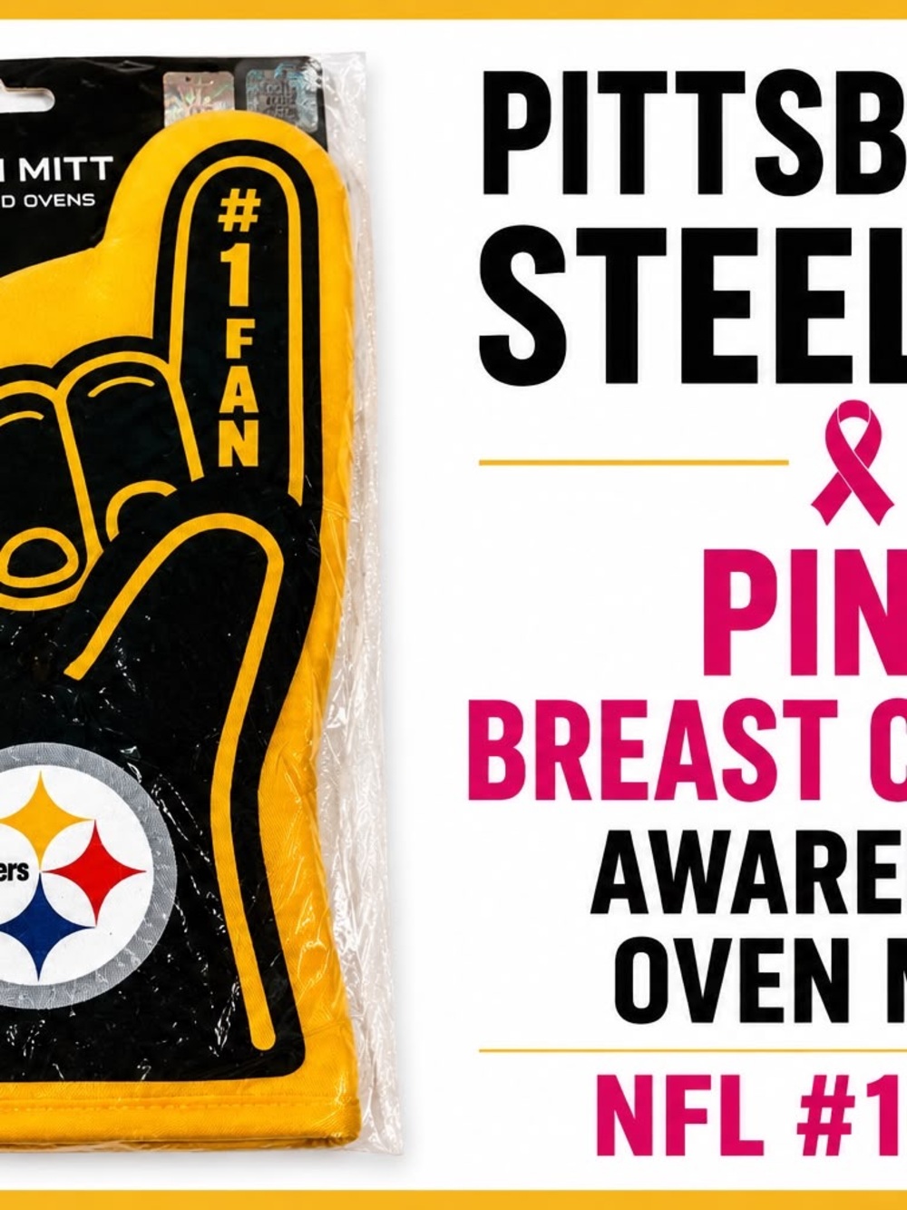 Pittsburgh Steelers #1 Fan Oven Mitt NFL New Sealed Grills & Ovens #B46